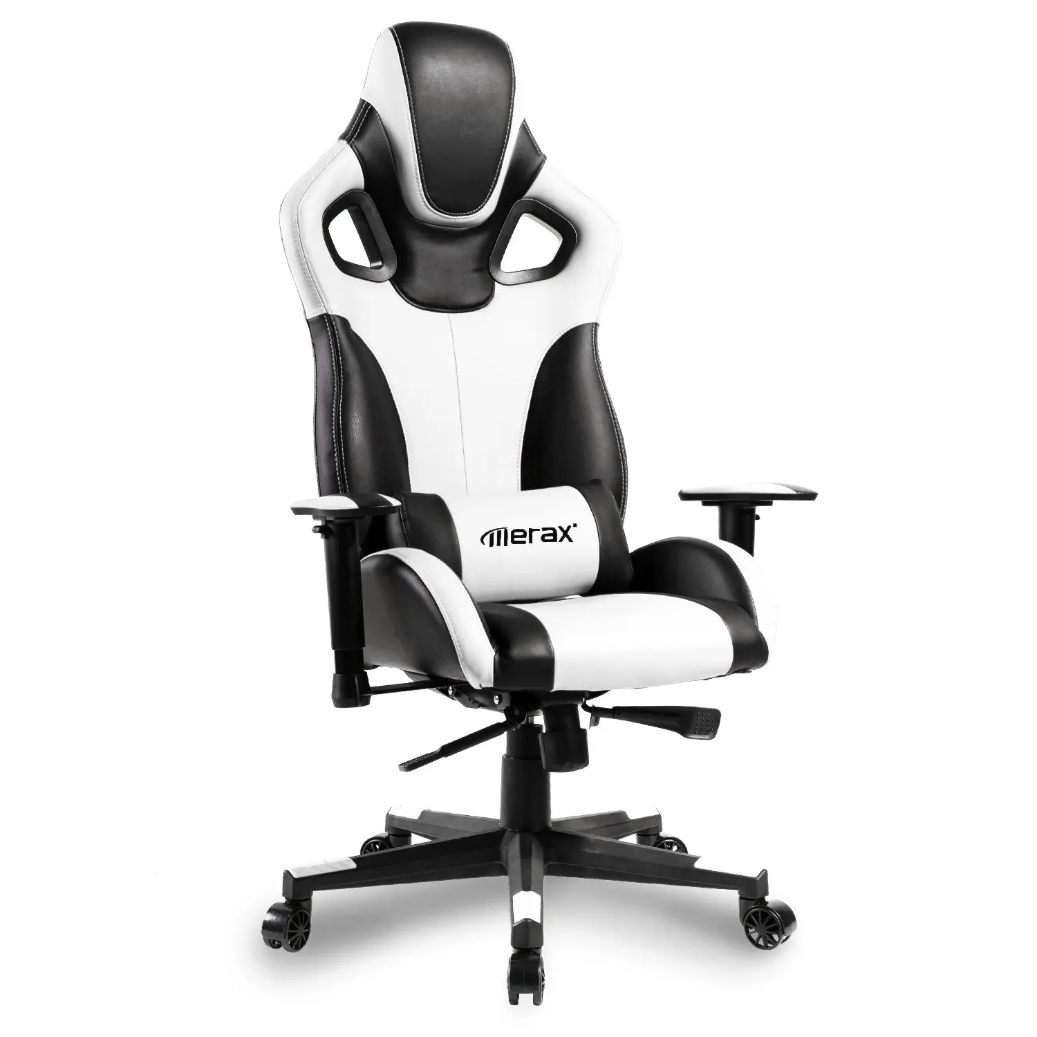 Merax Ergonomic Gaming Chair Leather Adjustable Executive High back Swivel Office Chair - White