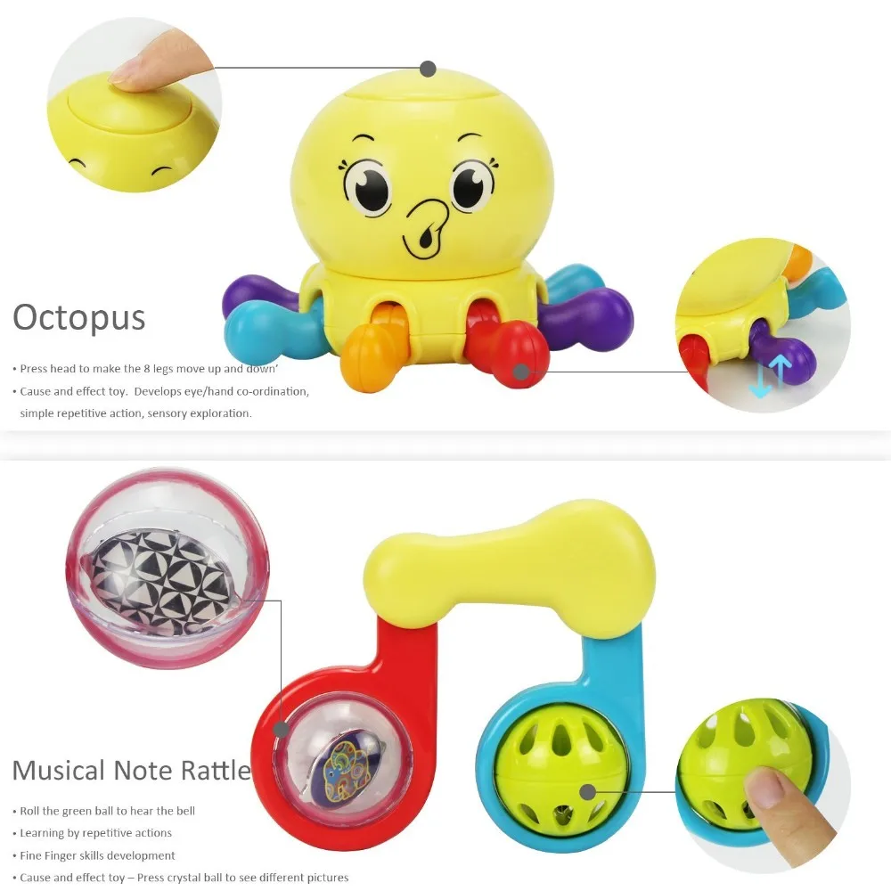 10pcs Baby Rattles Teether,Shaker,Grab And Spin Rattle,Musical Toy Set ...