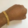 Fine Jewelry 18 Kt Hallmark Real Solid Yellow Genuine Gold Men's Wrist Bracelet 8.4 Inches 22.170 Grams Width 10 mm