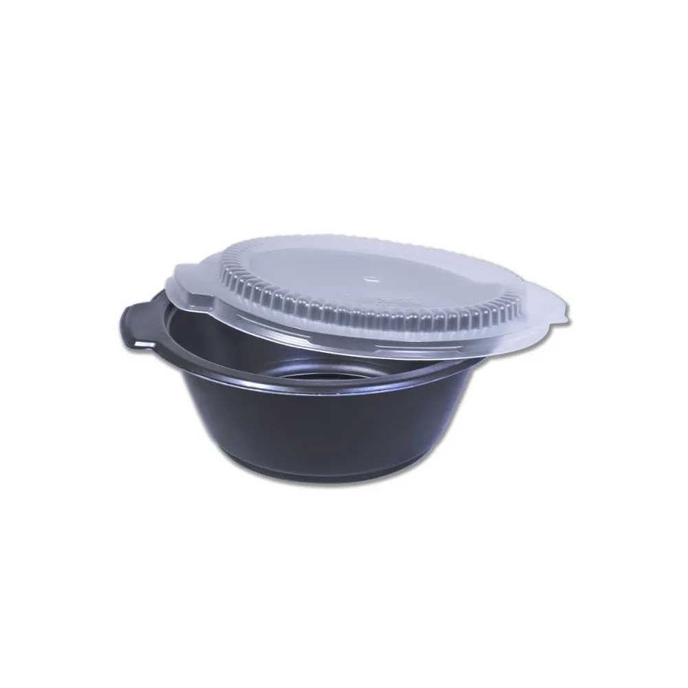 Al Bayader Disposable Microwave Safe Black Plastic Soup Bowl With Lid