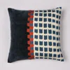 Indian Handmade Blue Ivory Crewel Embroidery Cotton Velvet Enzyme Washed Ikat Patchwork Cushion Covers From jaipur Decore