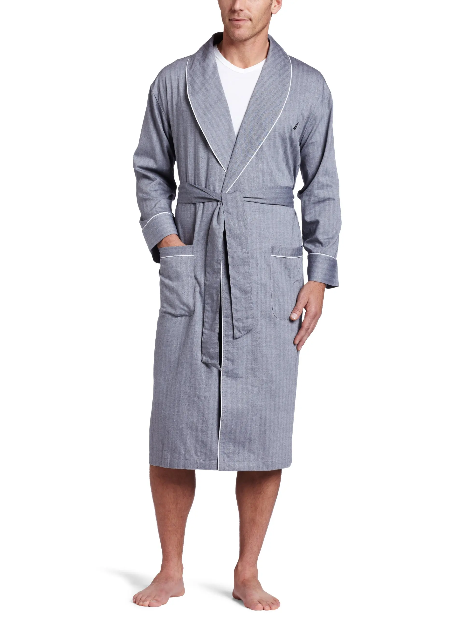 nautica men's long sleeve lightweight cotton woven robe