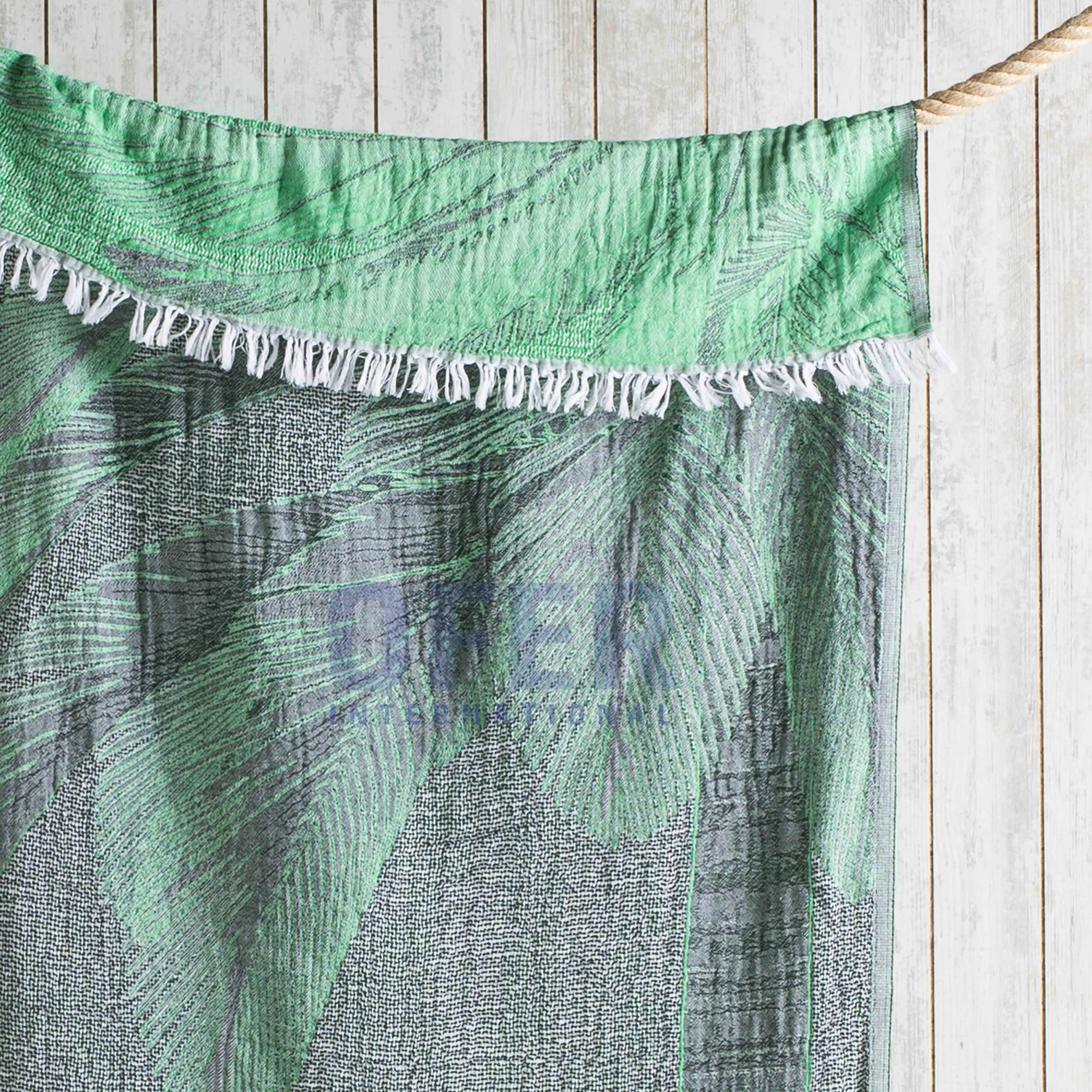Palm Green Turkish Towel Throw 100 Cotton Picnicm Beach Blanket