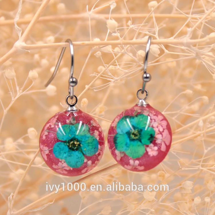 Fashion Design Dry Flower Earrings For Women Real Pressed Flower