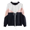 Winter Jackets Women Hoodies Autumn Coat Fashion Long Sleeve Patchwork Hooded Jackets Casual Pullover Top Coat