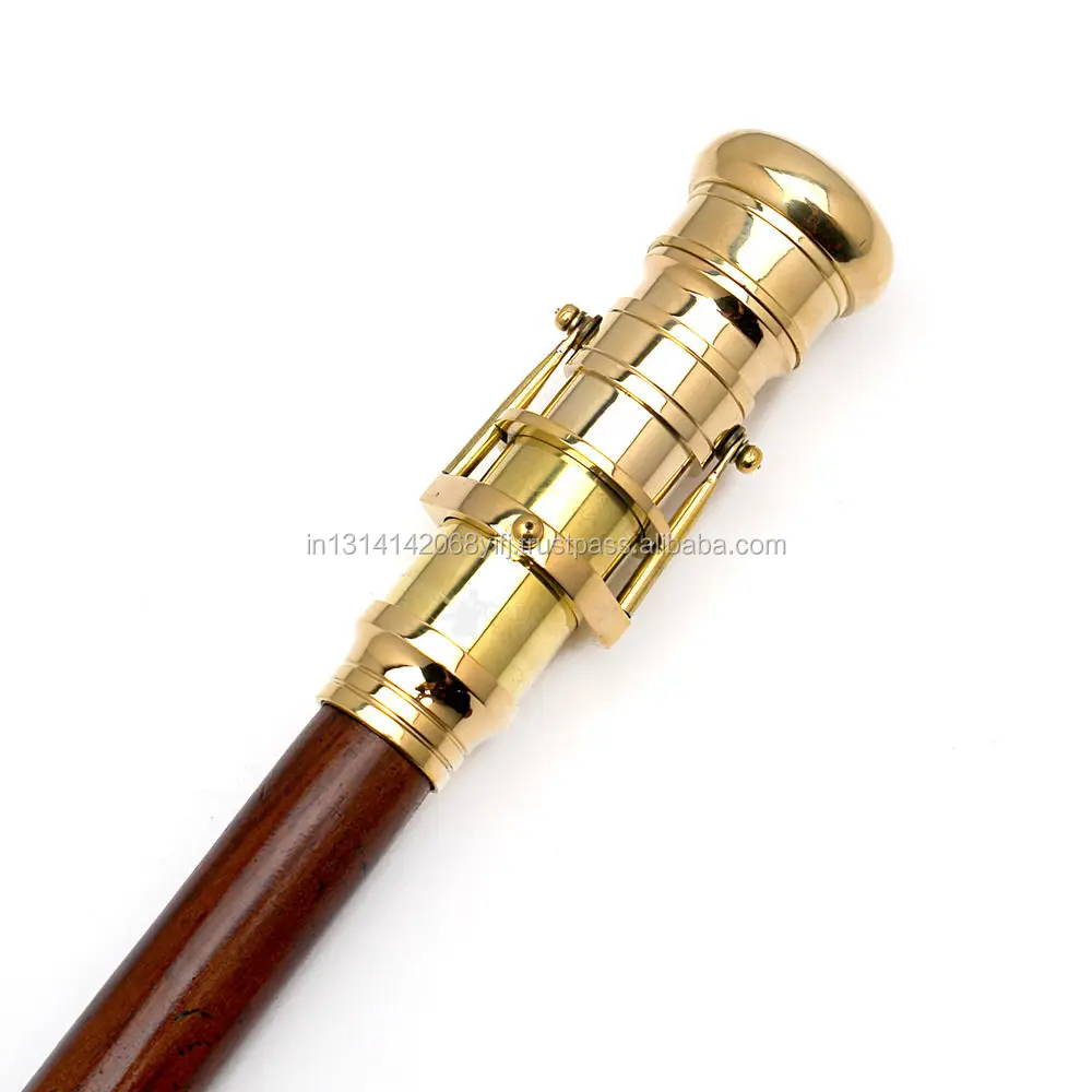 Victoriano Telescopio Bastón Bastón de madera náutica Marine-Níquel De Regalo
