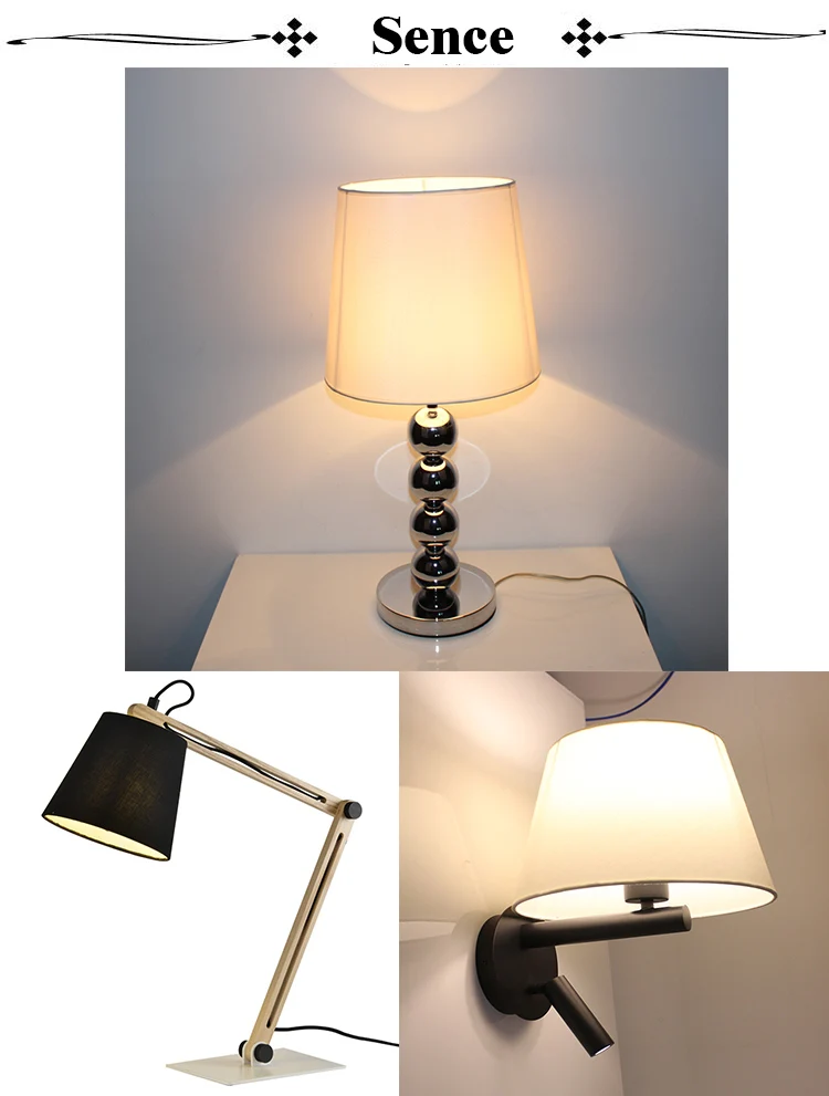 High Quality Hotel Indoor White Tapered Round Wall Table Fabric Lamp