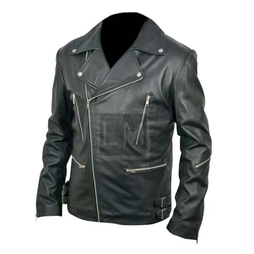 Classic Motorcycle Leather Jacket Black Biker Genuine Leather Jacket ...