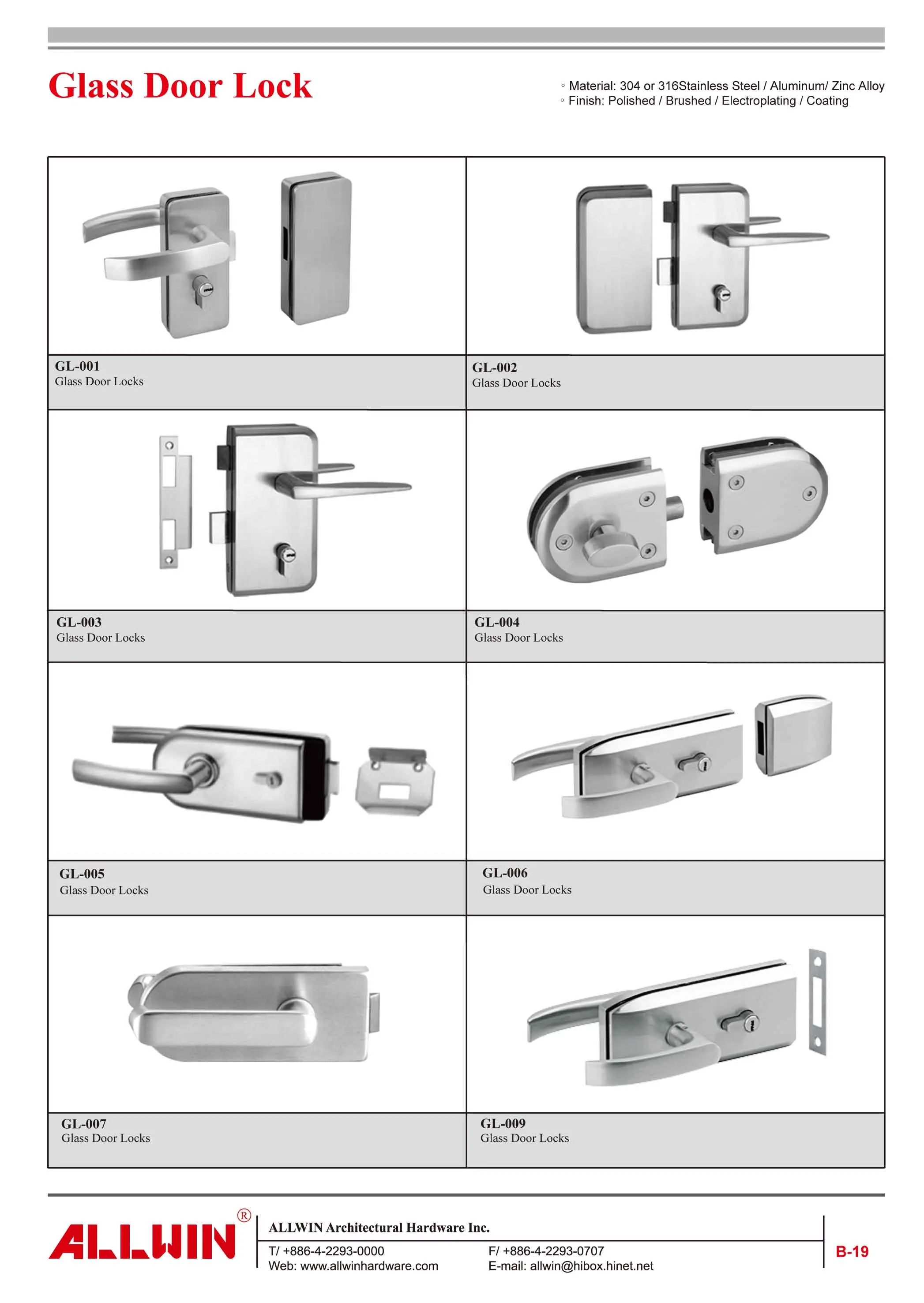 Stainless Steel Thumbturn Glass Door Locks Glass Locks