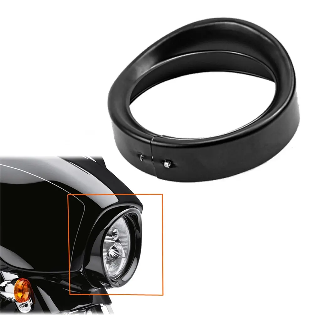 ROCCS 7" Harley Black Headlight Ring Motorcycle Headlight Trim Rings 7Inch Decorate Ring For Harley Davidson 83-13 Touring Bikes, Road King 94-14 FLHR,12-14 FLD, 86-14-FLST, 1PC