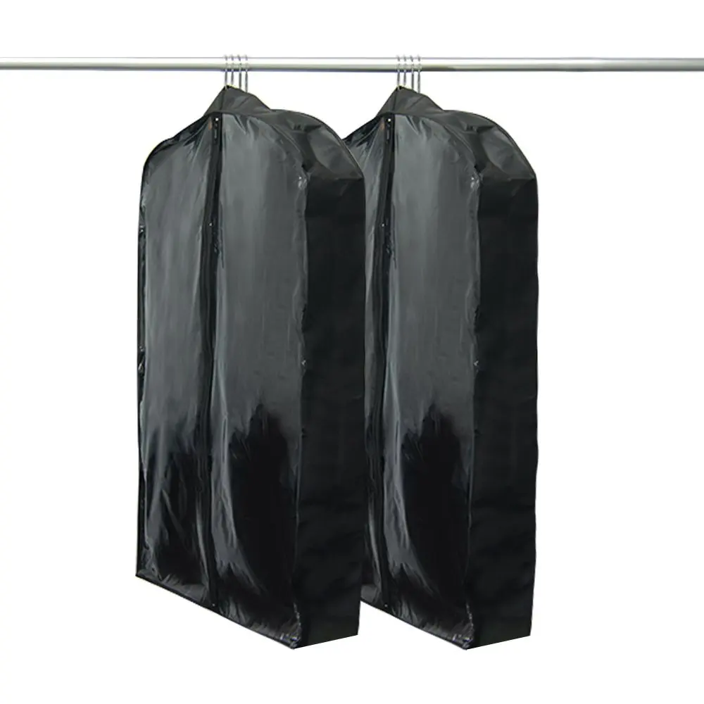 Houseables Hanging Garment Bag, Travel Clothes Cover, Gusseted, 42" x 24" x 5", 2 Pack, Black, Nylon, Fits Multiple Suits, Traveling Dress Protector, Suit Carrier, Jacket Cover, Luggage Carry On