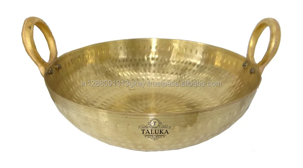 handmade hammered metal kadhai serving brass