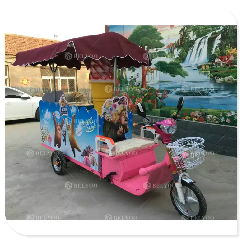 Italian Street Gelato Ice Cream Showcase Popsicle Ice lolley Cart Mobile Freezer