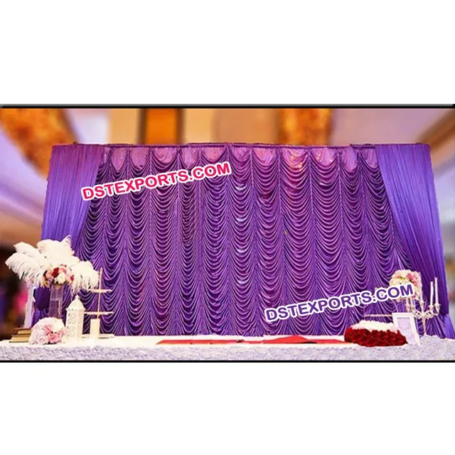 Wedding Elegent Mandap Stage Backdrop Curtain Latest Purple Indian