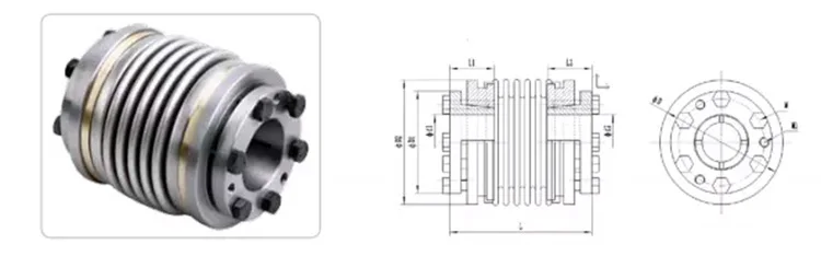 High Torque Aluminium Motor Generator Metal Bellows Coupling