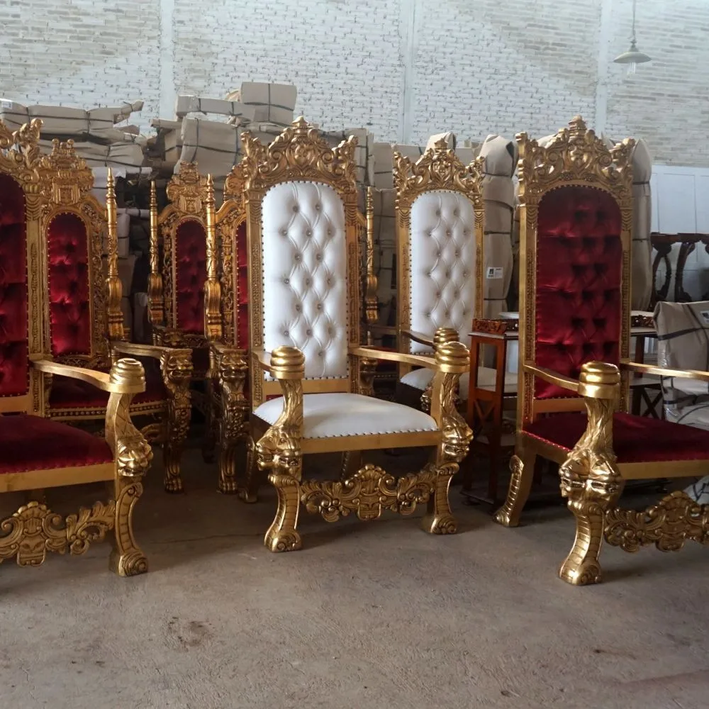 wood king queen throne chair leather wholesale whi