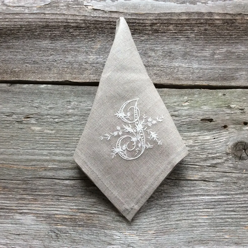 Wedding Table Decor Embroidered Cloth Napkins Personalized Linen Dinner