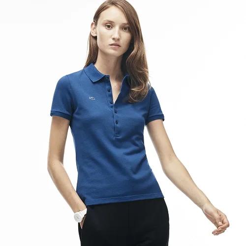 Ladies Women Polo T Shirts Top Blue Customize Embroidery High Quality ...