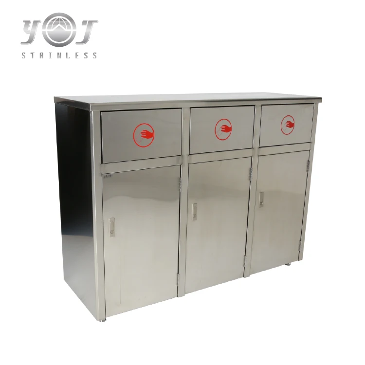 
Custom 3 Compartment Public Waste Bins Dustbin 