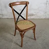 Supply Modern Wedding Party Oak Wood Stackable Wood Cross Back Chair and Farm Table for Hotel Use