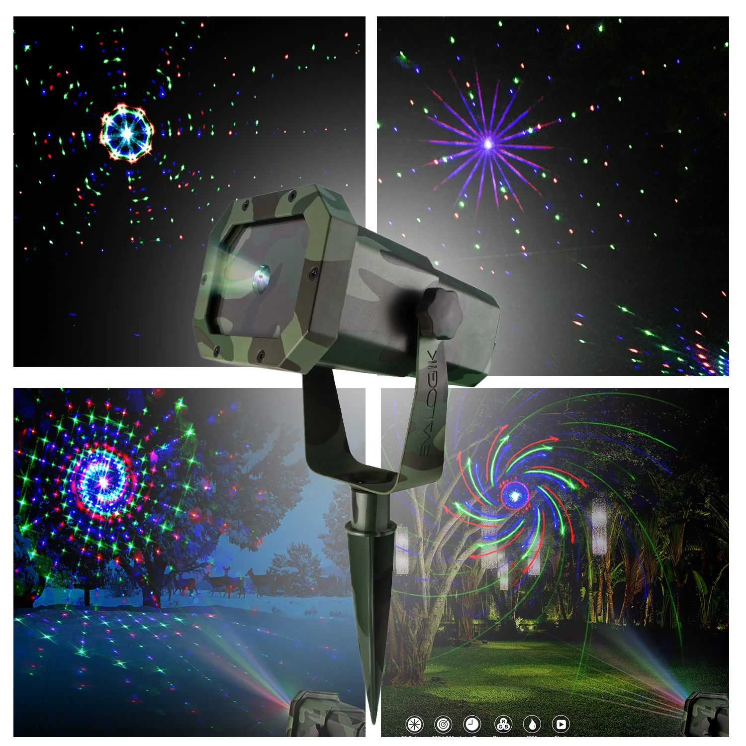 Patio Moving RGB 20 Patterns Party Garden Decoration Yard with RF Remote Control EVA LOGIK Projector Light,Outdoor Waterproof Laser Projector Light Perfect for Lawn