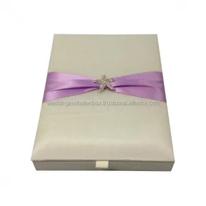 Luxury Padded Quality Ivory Thai Silk Starfish Brooch Embellished Wedding Box