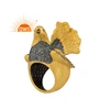 Pave Diamond Birds Design Ruby Ring 925 Silver Gold Plated Manufacturer Girls Ring Jewelry