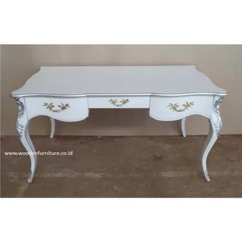 French Style Study Table White Painted Writing Table Secretary