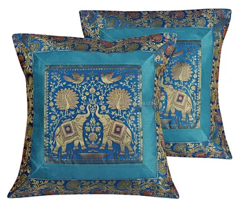 Designer Indiase Zijde Kussenhoezen Woonkamer Turquoise Vierkante ... Designer Indiase Zijde Kussenhoezen Woonkamer Turquoise Vierkante ...