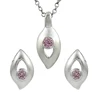 Superb design pink cz gemstone jewelry set for women 925 sterling silver jewellery wholesale silver sets