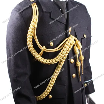 Gold Bullion Wire Military Uniform Aiguillettes With Metal Aglet And ...