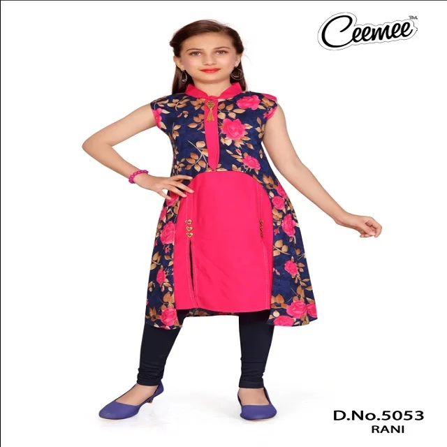 Letest Pattern Girls Wear Kurtis With Gold Color Kurti Buy Nice Printed Girls Dress Set,Latest