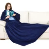 SOFT WHOLESALE 100 % FLANNEL FLEECE QUALITY POLYESTER DARK BLUE TV WEARABLE BLANKET