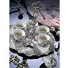 Coffee Tea Set 6 Cups Silver Color Set with Handle