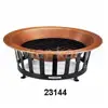 Outdoor Copper Finish Bowl Fire Pit Iron Black Stand