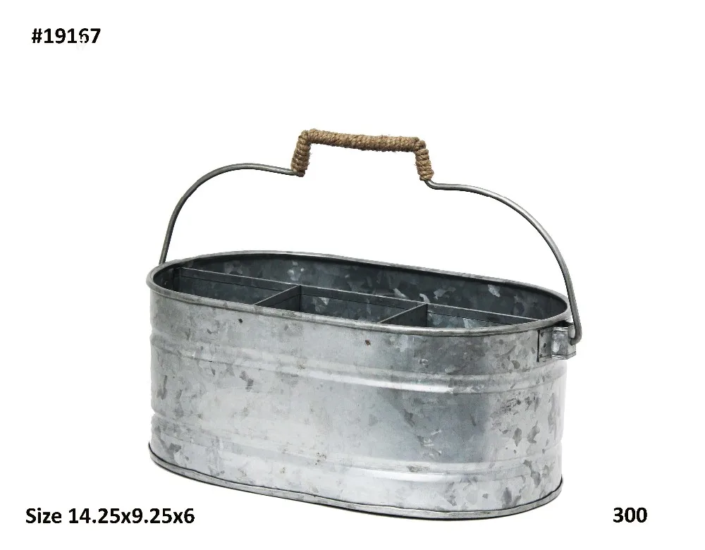 Custom Gold Strip Galvanized Metal Four Compartment Utensils Holder