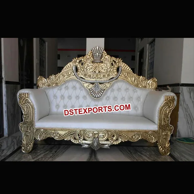Muslim Wedding Beautiful Sofa Elegant Royal Stani Metal New Design Gold Plating Chairs Indian Furniture Asian