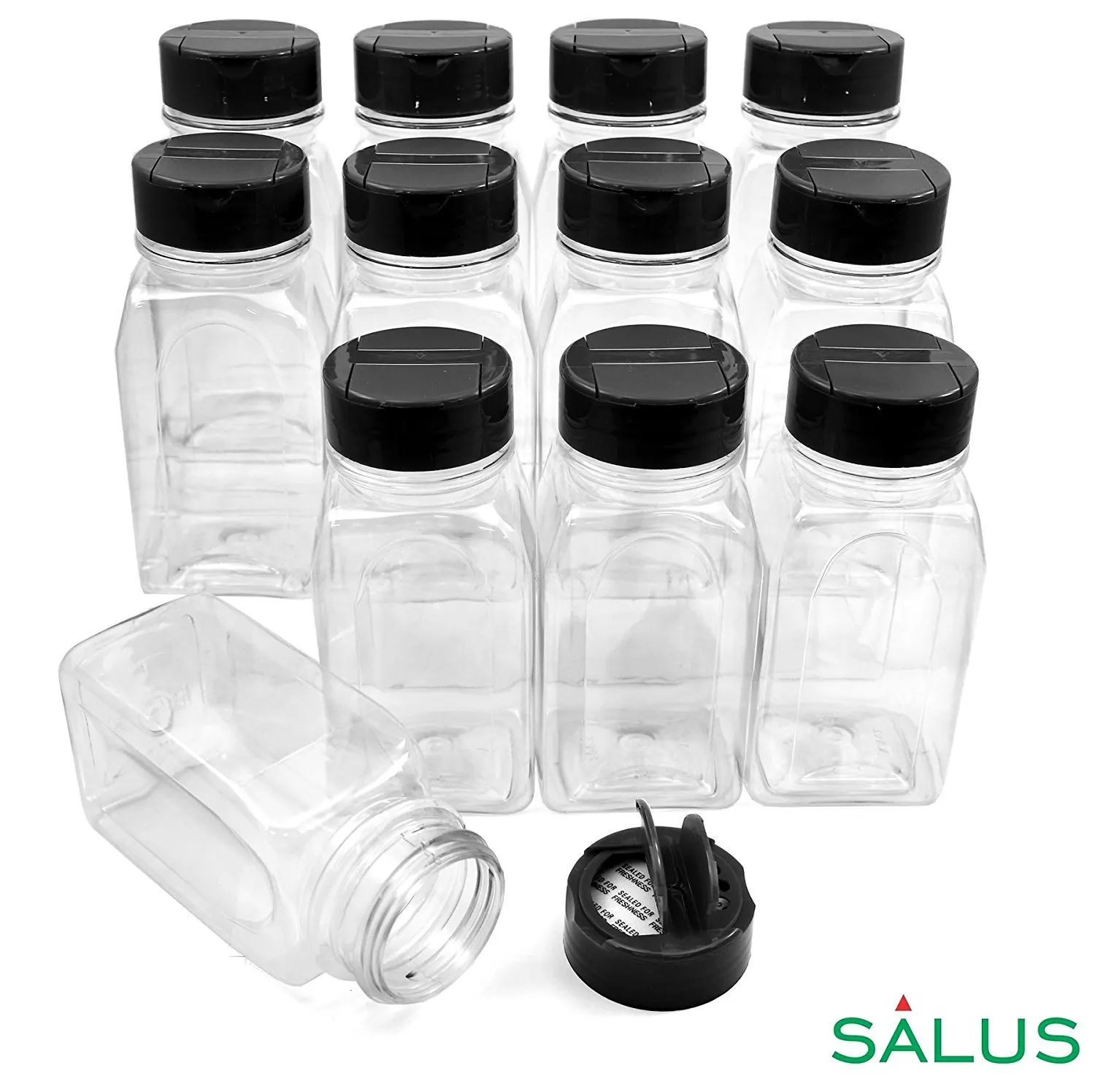 1 oz plastic spice jars with sifter and cap