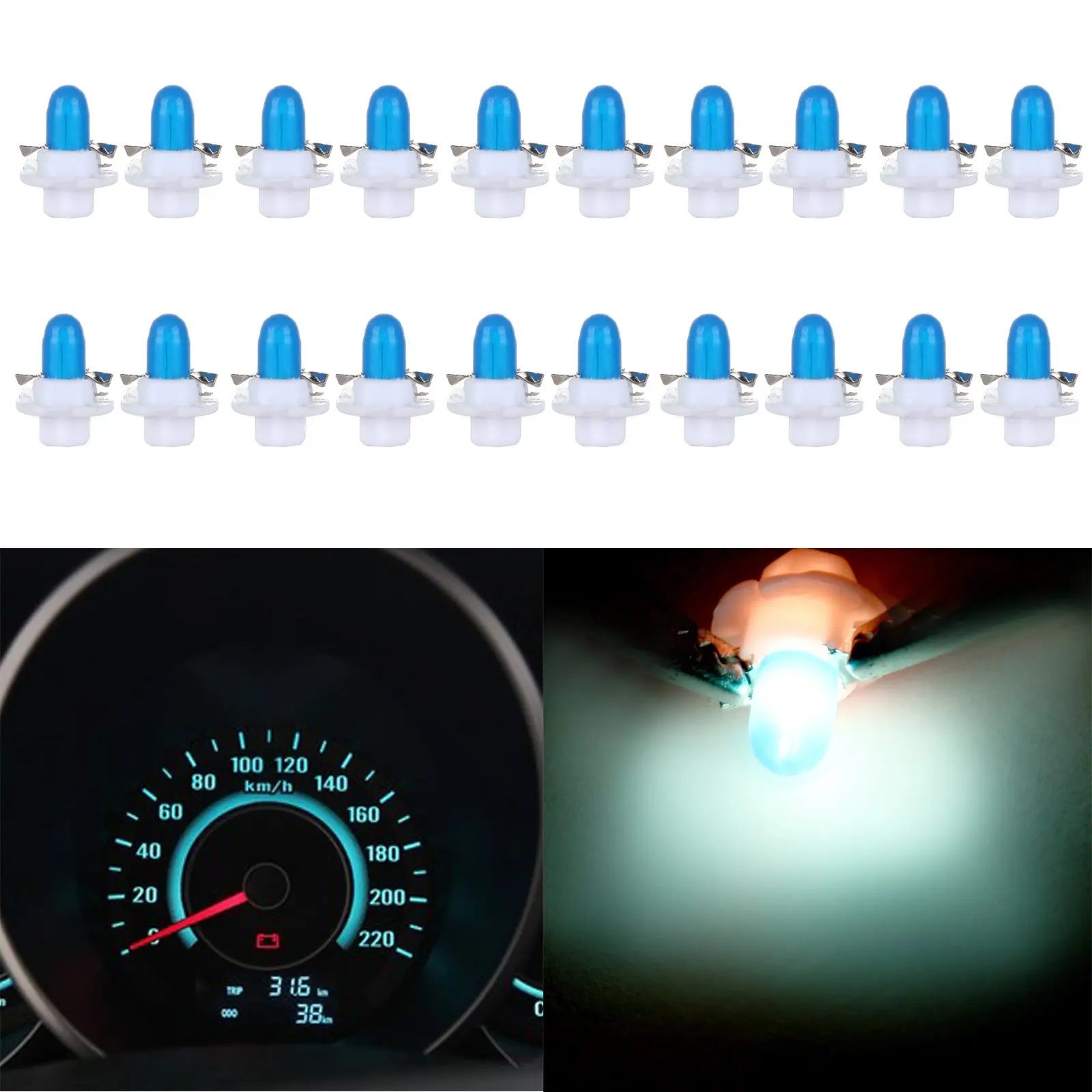 cciyu 11X T10 194 Red 6-3020-SMD LED Bulbs 10x T5 Red Dashboard Gauge 1-SMD 5050 LED Wedge Lamp Bulbs Lights 11x T10 1//2 10x T5 168//194 Twist Lock Sockets