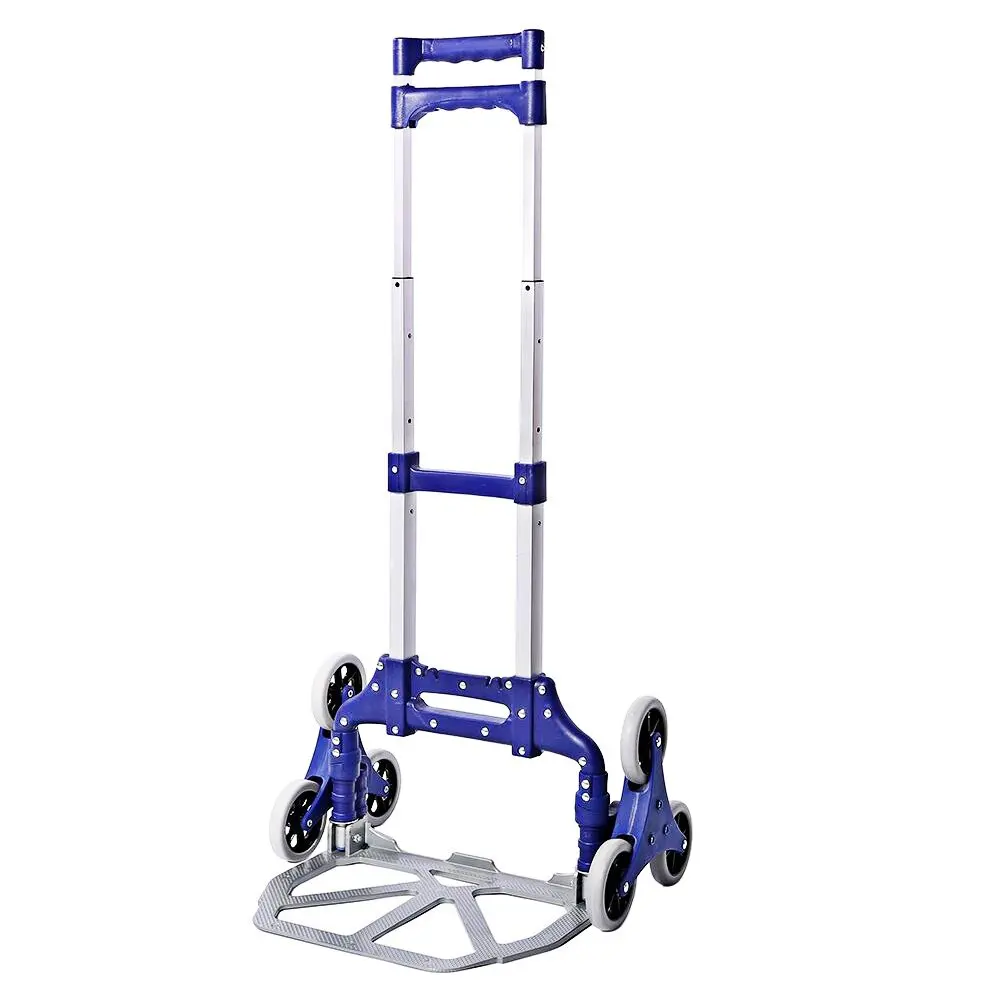 Multifunctional All-Terrain Stair Climbing Folding Hand Truck, Push Cart Collapsible Trolley Luggage Aluminum Alloy, Lightweight Portable Trolley dolly for Indoor Outdoor Travel Shopping Office