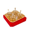 High-class mirror finish design rim silver color rectangle octagon serving tray 2 size set with gold color handles