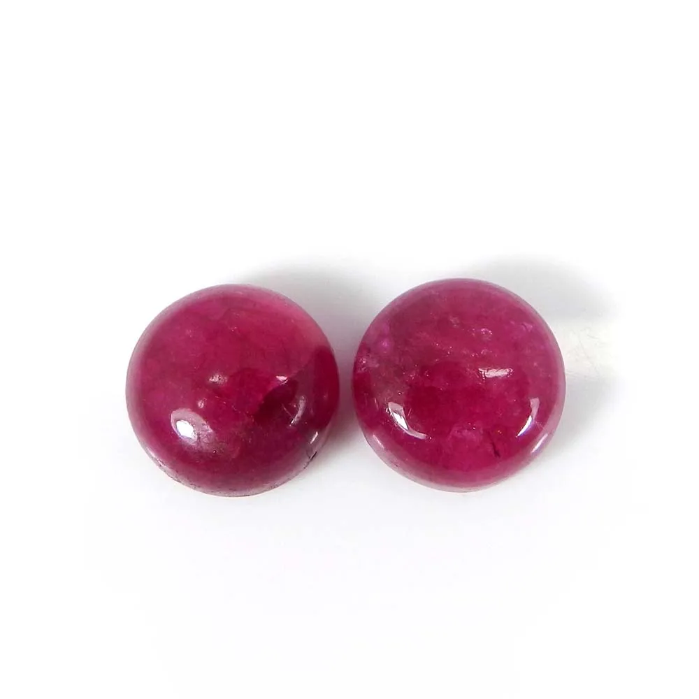 12mm natural ruby round cabochon pair loose gemstone for jewelry