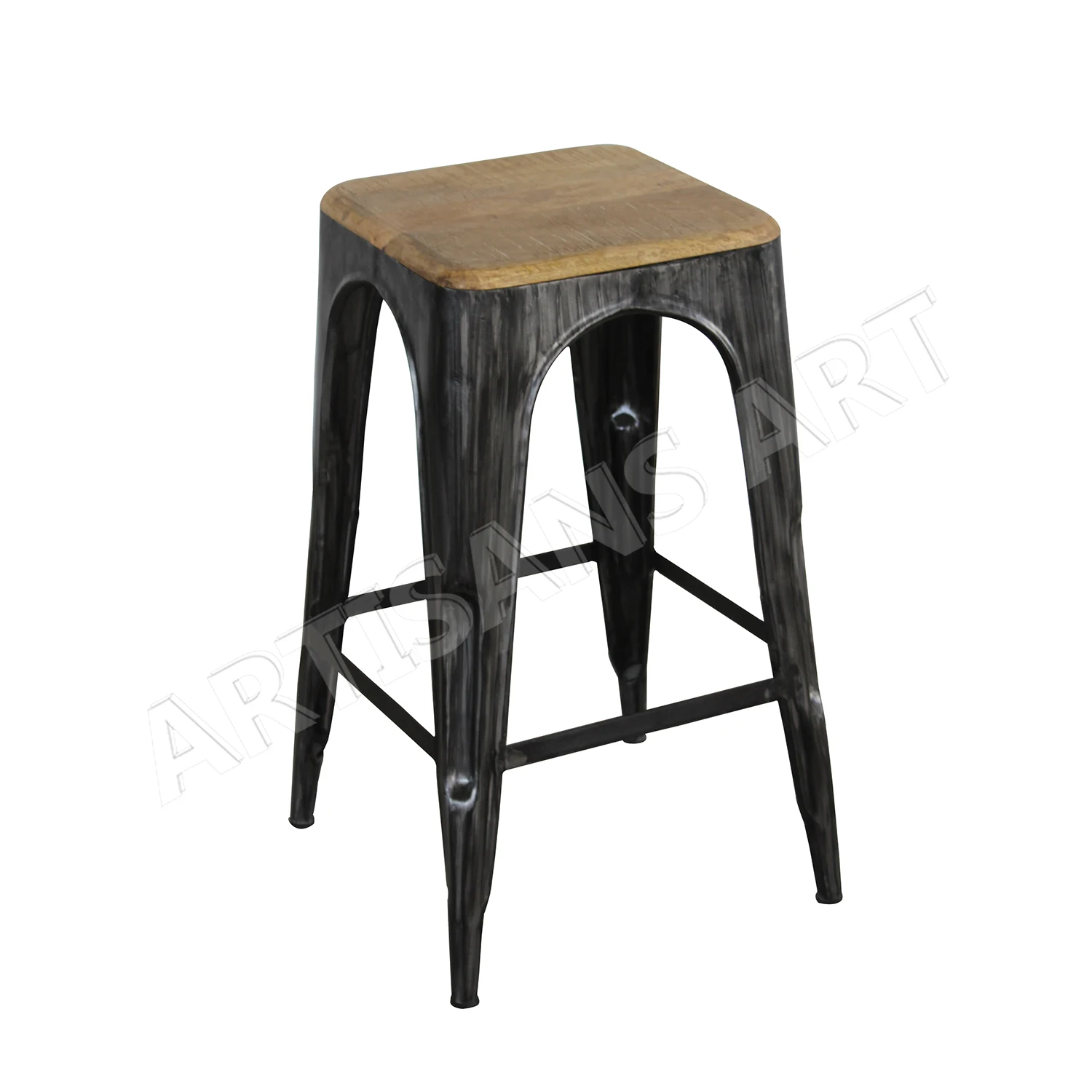 Modern Rustic Industrial Metal Bar Stool Distressed Finished Iron Bar