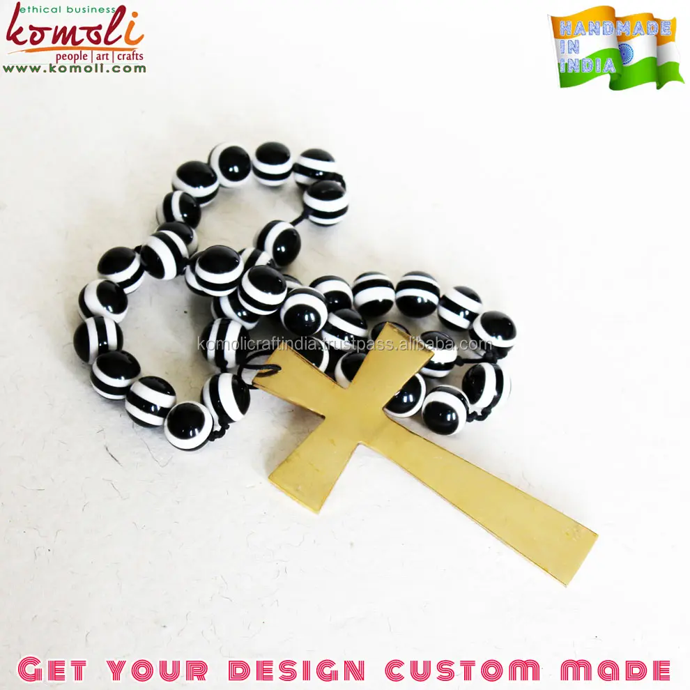 Brass Cross Rosary Layerd Resin Bead Komoli-20185-BRASS (3)