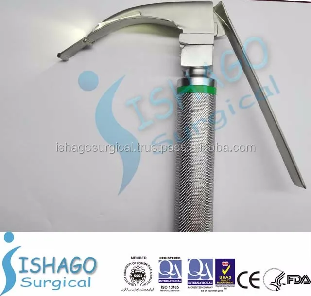 Single Use Macintosh Fiber Optic Flexible/mccoy Laryngoscope Set Of 3 Blades And 1 Battery