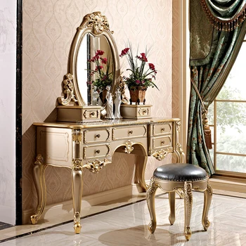 European Dresser Small Apartment Solid Carved Dressing Table