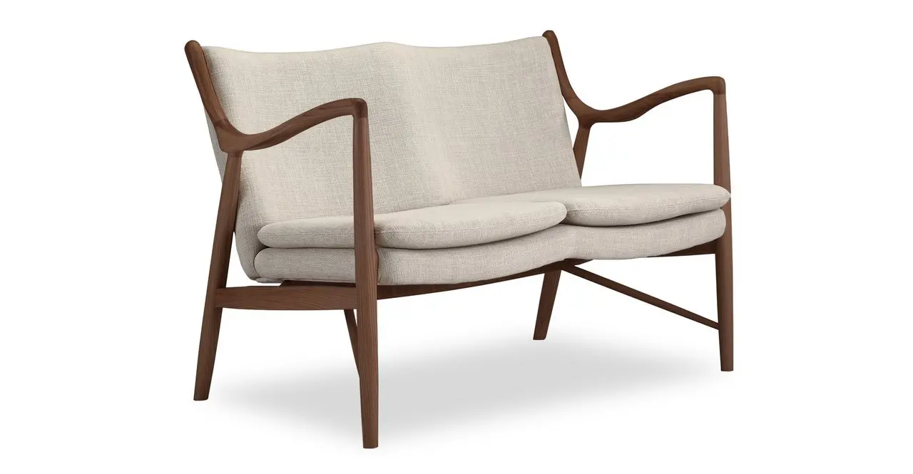 Kardiel Copenhagen 45 Mid-Century Modern Loveseat/2 Seat Sofa, Urban Hemp Twill/Walnut