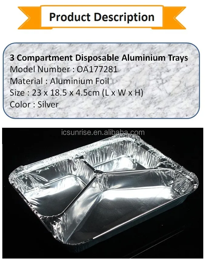 3 Compartment Disposable Aluminium Trays,Reusable Deep Kitchen Containers For Baking Buy
