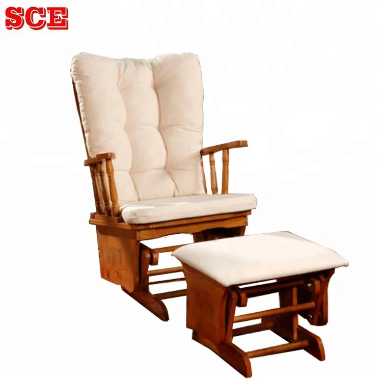 Home Furniture Wooden Glider Rocking Wood Chairs Modern Fabric Chair