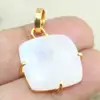 Natural Rainbow Moonstone Pendant Prong Setting 24k Gold Plated Pendant Jewelry